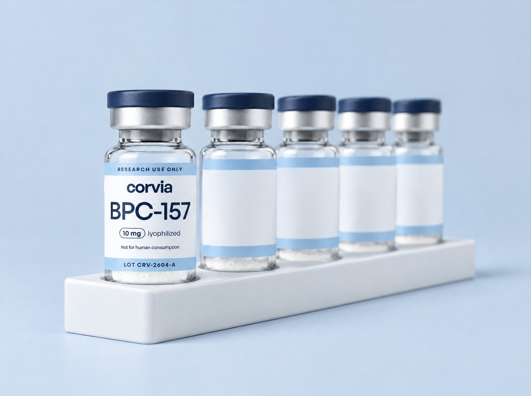 A row of Corvia research vials