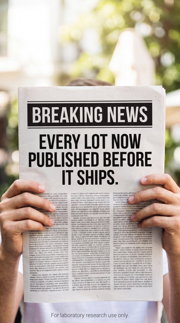 Vertical ad frame: a newspaper held up with a breaking news headline.