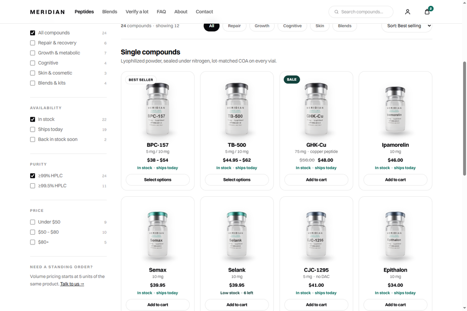 The storefront catalogue page.